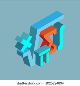 Mathematical symbols. Vector isometric icon