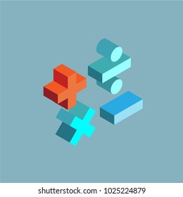 Mathematical symbols. Vector isometric icon