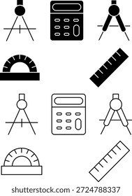 Iconos de herramientas de dibujo matemático y técnico.