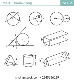 mathematical theory and mathematical equations handwriting set 2