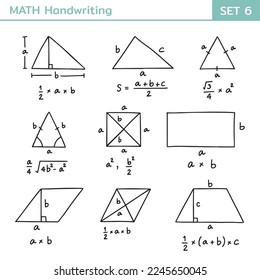 Mathematical theory and mathematical equations handwriting set 6