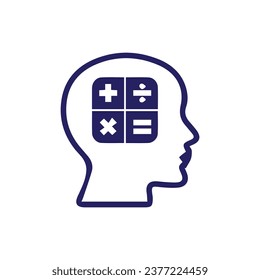 Mathematical Thinking Icon Vector Image Illustration Isolated On White Background