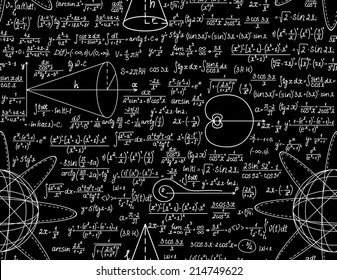 Mathematical vector seamless pattern with figures and calculations. You can use any color of background