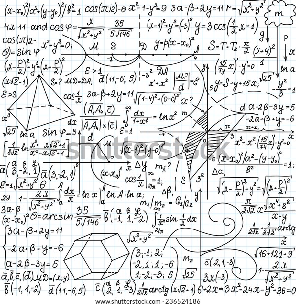 Mathematical Vector Seamless Pattern Formulas Plots Stock Vector Royalty Free