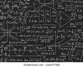 Mathematical vector seamless pattern with handwritten math formulas, calculations, equations. You can use any color of background - Shutterstock ID 1261477585