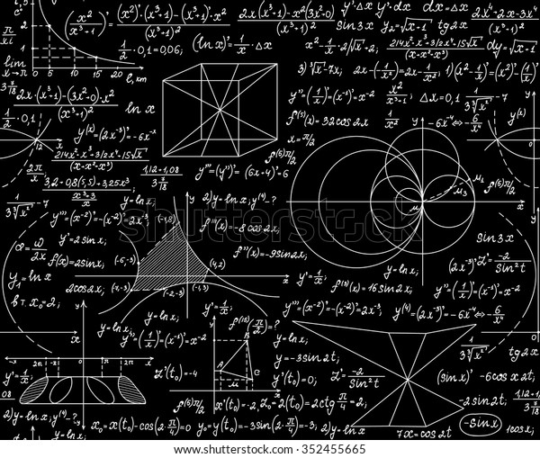 Mathematical Vector Seamless Pattern Plots Formulas Stock Vector ...