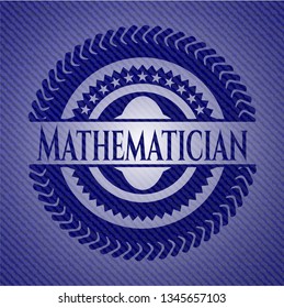 Mathematician badge with denim texture
