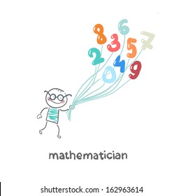 mathematician is flying on figures