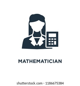 Mathematician icon. Black filled vector illustration. Mathematician symbol on white background. Can be used in web and mobile.