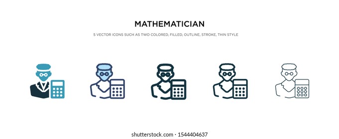 Mathematician Icon In Different Style Vector Illustration. Two Colored And Black Mathematician Vector Icons Designed In Filled, Outline, Line And Stroke Style Can Be Used For Web, Mobile, Ui