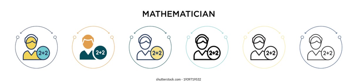 Mathematician Icon In Filled, Thin Line, Outline And Stroke Style. Vector Illustration Of Two Colored And Black Mathematician Vector Icons Designs Can Be Used For Mobile, Ui, Web