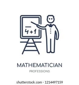 Mathematician icon. Mathematician linear symbol design from Professions collection. Simple outline element vector illustration on white background.