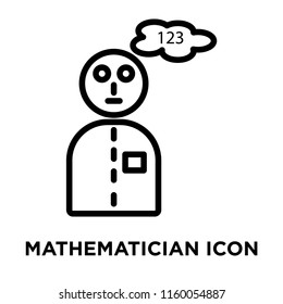 Mathematician icon vector isolated on white background, Mathematician transparent sign , line and outline elements in linear style