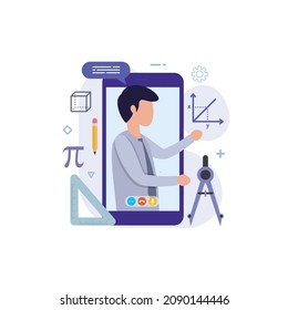 Mathematician online service or platform consultation vector illustration