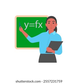 Mathematician, Women Career Flat Vector Illustration