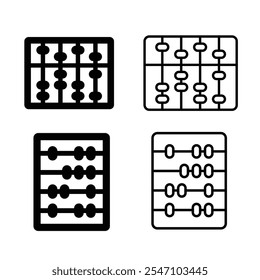 Iconos del ábaco de las matemáticas en blanco y negro