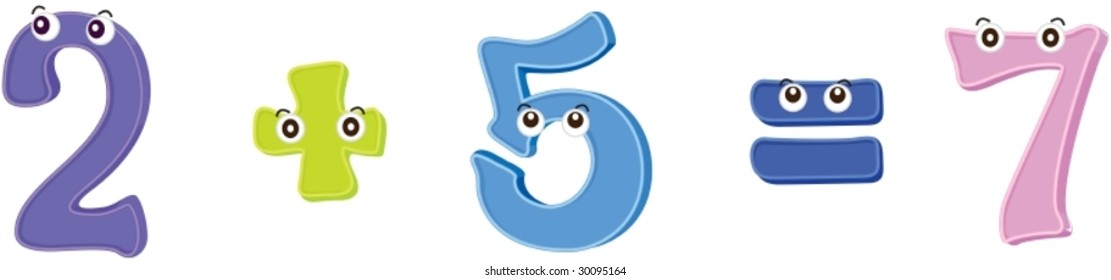 mathematics addition equation illustration for children
