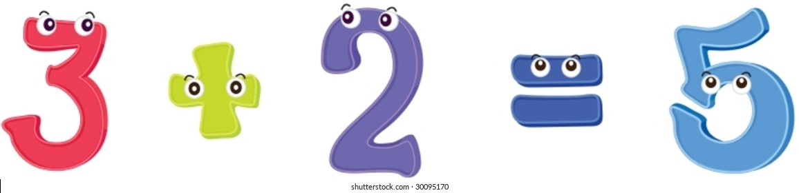 mathematics addition equation illustration for children
