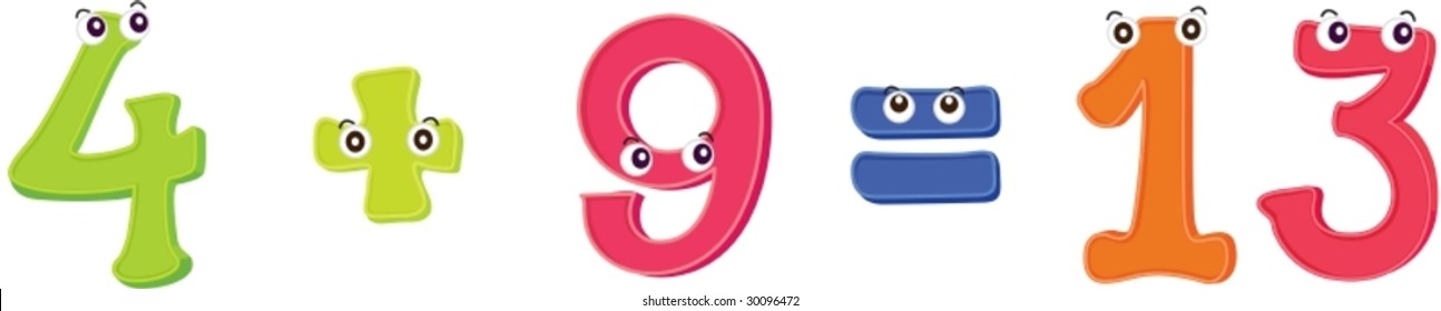 mathematics addition equation illustration for children