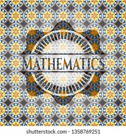 Mathematics arabic emblem background. Arabesque decoration.