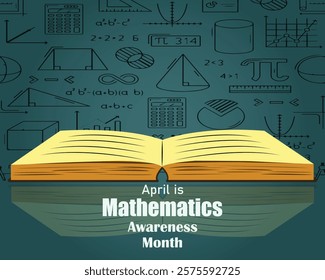 Mathematics awareness month, April. Holiday concept. Template for background, banner, card, poster with text inscription.