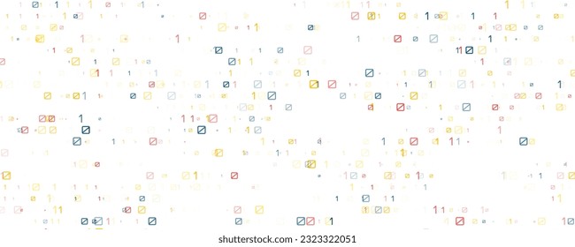 Mathematics Background - Binary Numbers in Random Pattern with Random Highlights. Colorful School Pattern for Children. Multicolor Math Physics Programming Algorithm Vector Illustration.