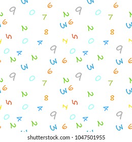 Mathematics background - different numbers in random pattern. School pattern for children.Background for kids. Seamless abstract vector pattern