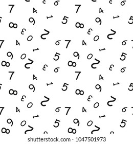 Mathematics background - different numbers in random pattern. School pattern for children.Background for kids. Seamless abstract vector pattern