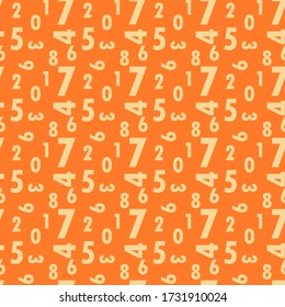 Mathematics background - different numbers in random pattern. Colorful school pattern for children. Multicolor math background for kids. Seamless abstract vector pattern