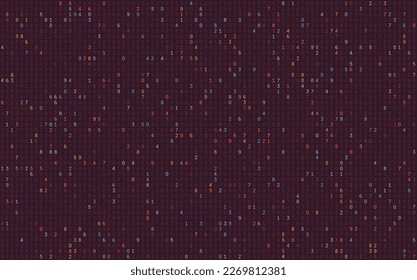 Mathematics Background - Different Numbers in Random Pattern with Random Highlights. Colorful School Pattern for Children. Multicolor Math Physics Code Vector Illustration.
