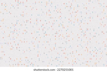 Mathematics Background - Different Numbers in Random Pattern with Random Highlights. Colorful School Pattern for Children. Multicolor Math Physics Code Vector Illustration.
