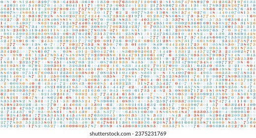 Mathematics Background - Different Numbers in Random Pattern with Random Highlights. Colorful School Pattern for Children. Multicolor Math Physics Code Vector Illustration.