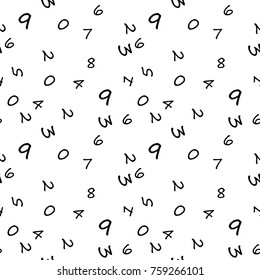 Mathematics background - different numbers in random pattern. School pattern for children.Background for kids. Seamless abstract vector pattern