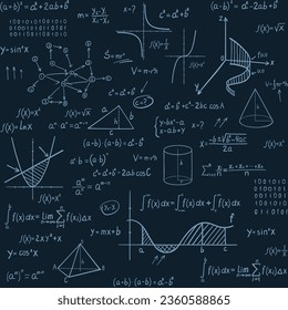 Mathematics background seamless pattern. Hand drawn