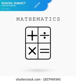 Mathematics black linear thin flat icon vector template for education and business. Eps 10 vector