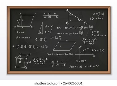 Mathematics Blackboard Vision Board Realistic Illustration