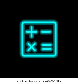 Mathematics blue glowing neon ui ux icon. Glowing sign logo vector