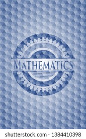 Mathematics blue polygonal badge. Vector Illustration. Detailed.