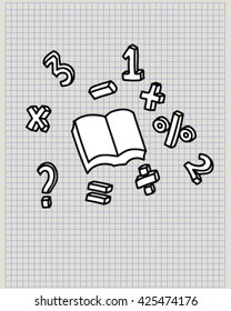 Mathematics book doodle vector art