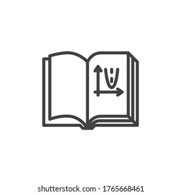 Mathematics book line icon. linear style sign for mobile concept and web design. Math book outline vector icon. Symbol, logo illustration. Vector graphics
