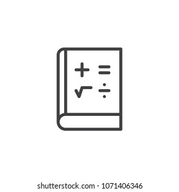 Mathematics book outline icon. linear style sign for mobile concept and web design. Math education simple line vector icon. Symbol, logo illustration. Pixel perfect vector graphics