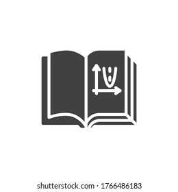 Icono vector de libro matemático. signo plano relleno para concepto móvil y diseño web. Icono de glifo de libro de matemáticas. Símbolo, ilustración del logotipo. Gráficos vectoriales