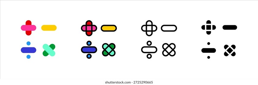 Pacote de ícones de cálculo de matemática para aprendizagem escolar