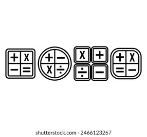 mathematics calculator symbol icon vector design black white colors collections sets isolated