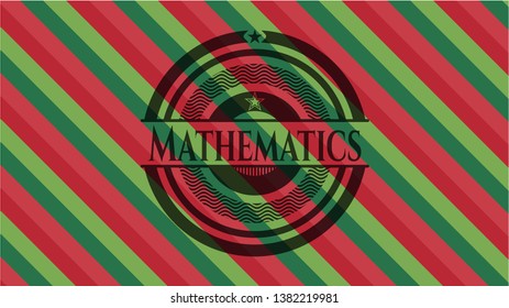 Mathematics christmas emblem background. Vector Illustration. Detailed.