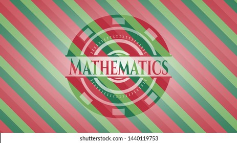 Mathematics christmas emblem background. Vector Illustration. Detailed.