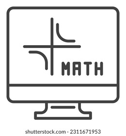 Mathematics Computer vector Math PC concept icon or sign in thin line style 