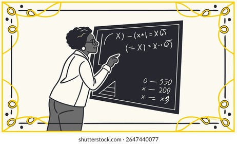 Mathematics concept explaint with yellow frame