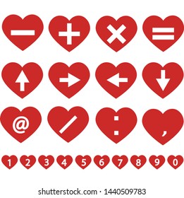 mathematics concept. set icon math signs and symbol on heart shape illustration vector. graphic for simple design, flat design.