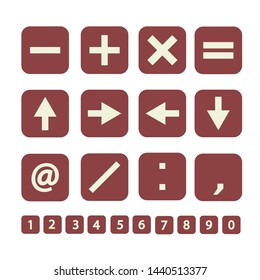 mathematics concept. set icon math signs and symbol on round rectangle illustration vector, simple design, flat design.